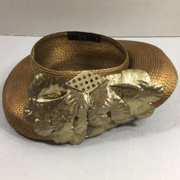 VTG Gold Fancy Doll Mannequin Stuffed Animal Derby Hat by Ann Marie Small - Picture 4 of 14